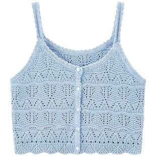 乐町全棉纱线线背心春季新款韩系清甜针织修身好搭上衣洋气