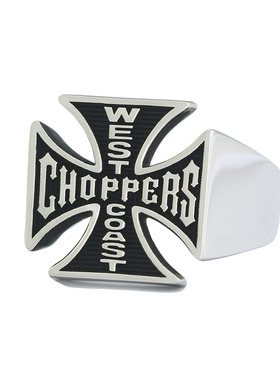 经典西海岸机车十字架925银戒指