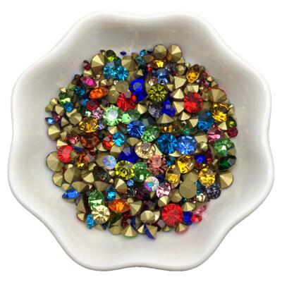 diy圆形彩钻混装美甲饰品