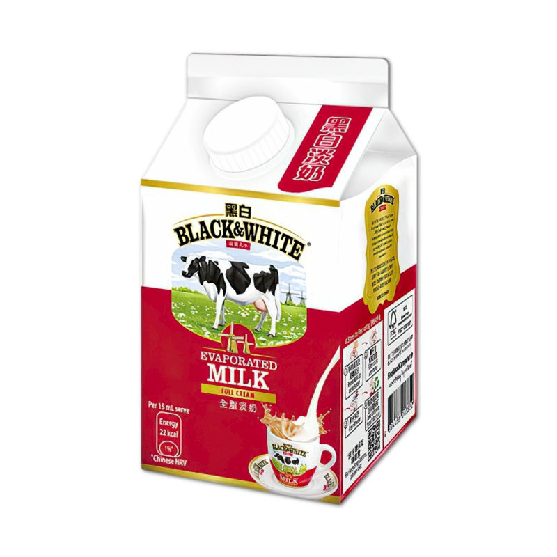 港版黑白全脂淡奶旋盖装450ml 淡炼乳黑白奶自制港式奶茶荷兰奶源