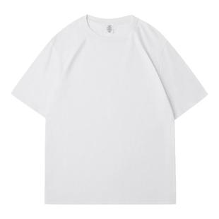 重磅短袖t恤夏圆领230克纯棉体恤小领口纯色男女落肩T恤oversize