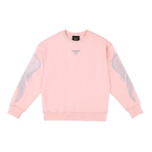 【粉色银翼】BOYLONDON春季情侣长袖翅膀绣花圆领套头卫衣N03008