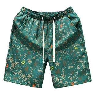 潮牌短裤男夏季冰丝速干五分裤潮流帅气学生薄款裤子沙滩裤休闲裤