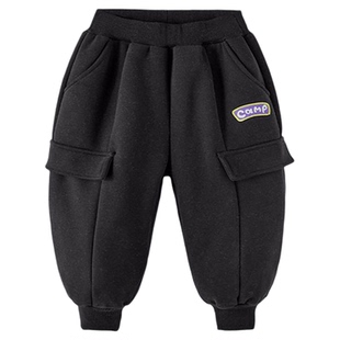 男童裤子加厚冬款男孩冬季加绒保暖长裤儿童下装休闲裤童装冬装F