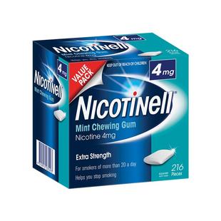 澳洲Nicotinell诺华戒烟口香糖薄荷味4毫克216粒尼古丁缓解烟瘾