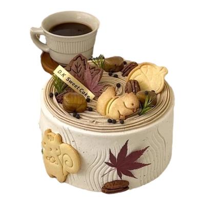 网红秋天枫叶板栗蛋糕装饰松鼠栗子造型饼干甜品台装扮点缀插件