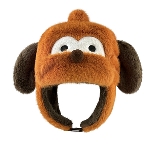 MUCUNXI 布鲁托快乐小狗雷锋帽女冬季加厚保暖毛绒帽护耳滑雪帽男