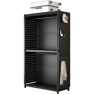 带背板衣柜洞洞板衣架家用收纳出租屋简易衣帽架开放式储物衣橱