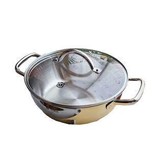 三口用 304不锈钢加厚多用煮锅早餐锅煎锅炒锅平底锅电磁炉用26cm