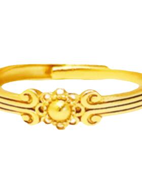 调太幅如敦煌团花锦簇戒指女轻奢复古纯银镀黄金色指环个性礼物