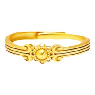 调太幅如敦煌团花锦簇戒指女轻奢复古纯银镀黄金色指环个性礼物