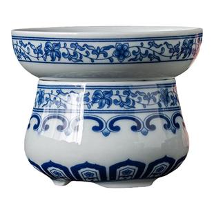 青花瓷茶滤景德镇全瓷过滤网细密茶隔陶瓷功夫茶具茶漏一体公道杯
