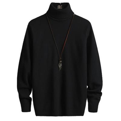 秋冬季高领针织衫毛衣男士黑色