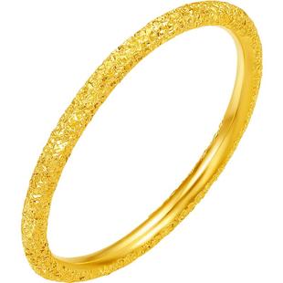 六桂福足银999碎碎冰素圈戒指女镀金小众设计金包银足银新年礼物