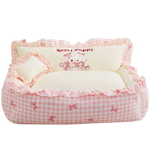 狗窝冬天保暖全可拆洗小型犬比熊宠物加厚睡垫沙发床四季通用猫窝