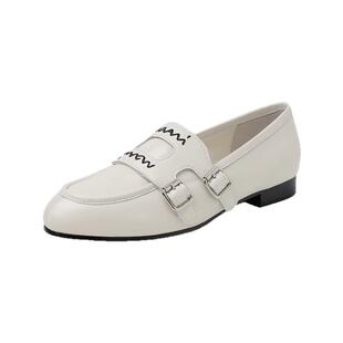 百搭休闲 Literary乐福鞋子女鞋单鞋牛皮真皮低跟平底鞋圆头纯色