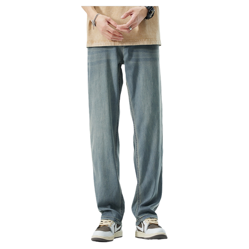 冰丝夏季薄款牛仔裤男宽松直筒