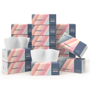 桔子姑娘家用面巾纸抽纸纸巾加厚卫生纸五层餐巾纸加量装大包