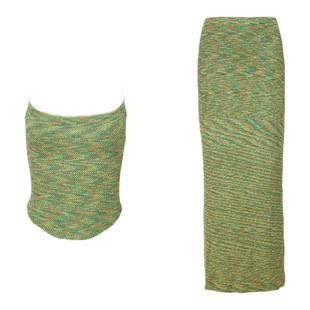 酒午法式复古吊带背心高腰显瘦半裙两件套裙装女春夏新款针织套装