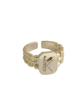 韩版水钻字母戒指女开口食指戒指