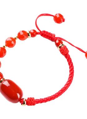 纯然红玛瑙转运珠民族时尚手链