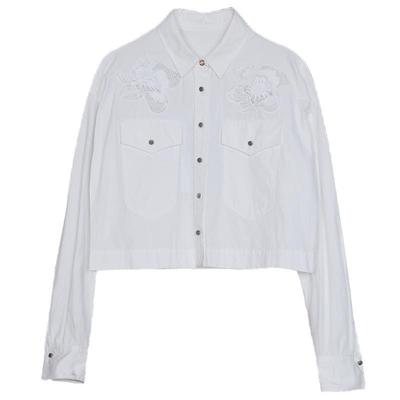 谜底短款衬衫女春季新款时尚纯棉绣花宽松衬衣长袖241MC0078