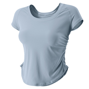 健身女孩夏季薄款瑜伽服短袖修身显瘦普拉提训练上衣运动T恤套装