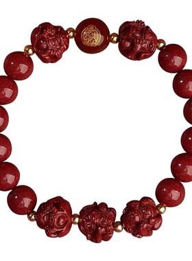 天然朱砂三合六合手串本命年手链