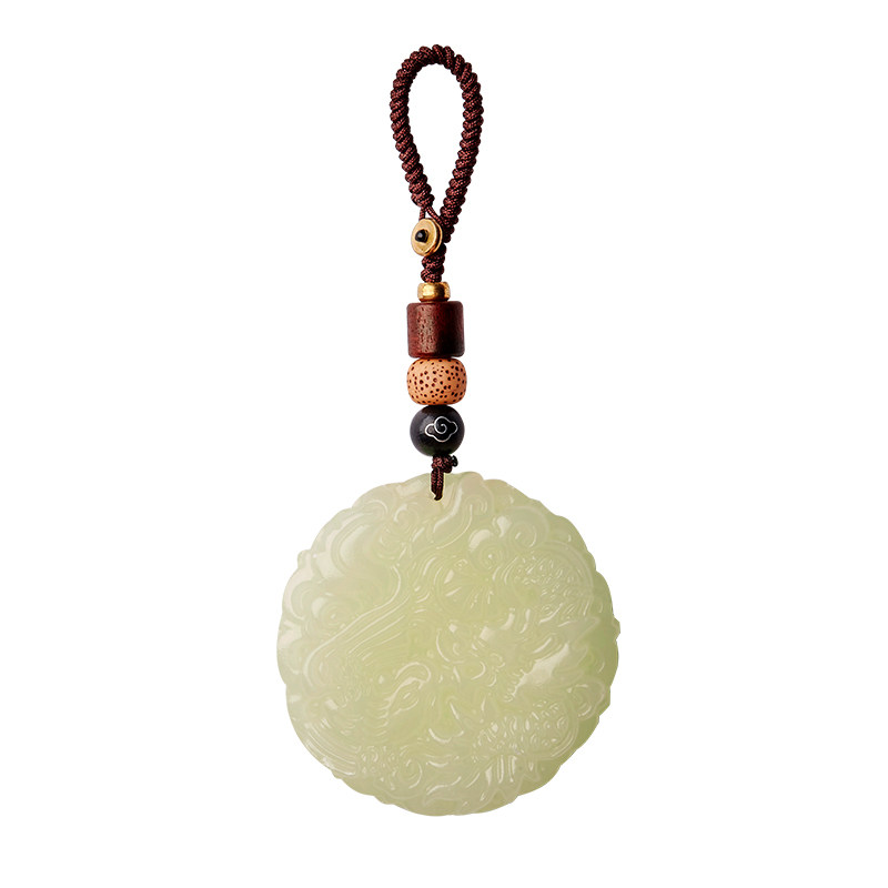 阿富汗玉石龙凤呈祥汽车钥匙扣挂件高端精致吊坠男女情侣饰品一对