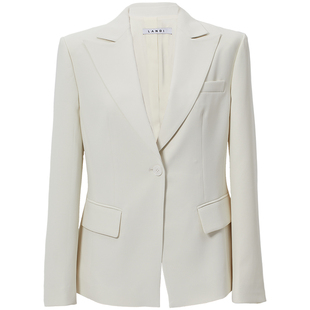 [澄净奶油白]LANDI蓝地知性气质收腰西装外套女套装微喇裤春新品