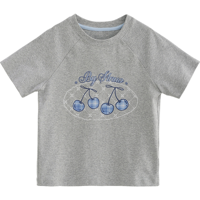 诺诺公主S1N初中生夏季新款印花小版短袖T恤女青少年修身短款上衣