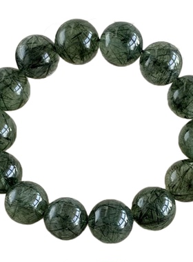 天然绿发晶手链阳起石男女款实物