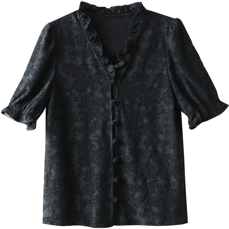 新中式改良汉服上衣V领