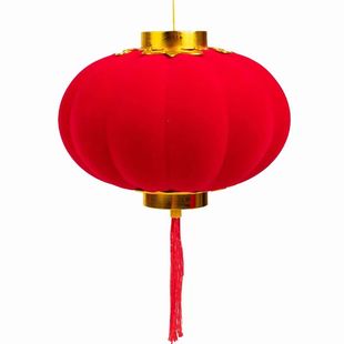 植绒小灯笼新年挂饰室内户外盆景圣诞灯笼婚庆布置结婚大红灯笼串