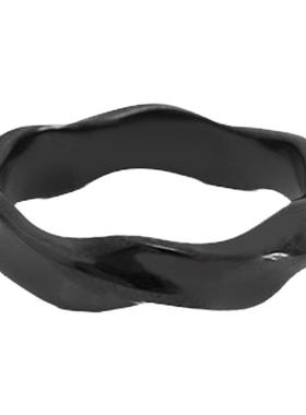 男女钛钢简约小众设计风黑色戒指