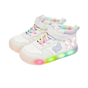 泰兰尼斯春秋新款儿童闪灯鞋女童发光鞋防滑童鞋运动鞋小女孩板鞋