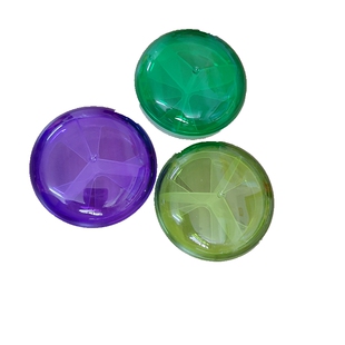 3餐提醒圆形药盒 靓彩便携式三格收纳盒 随身分格日式药片分药盒