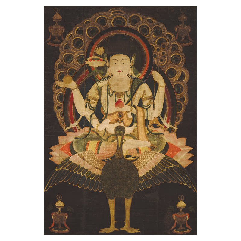 日本平安时代孔雀明王像佛画