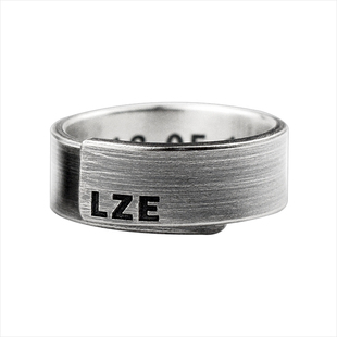 999足银做旧潮人时尚开口情侣戒指纯银复古男女重叠指环雕刻定制