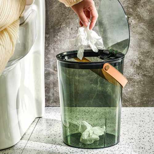 垃圾桶大号家用透明轻奢卧室加厚办公室高桌面客厅纸篓颜卫生间值