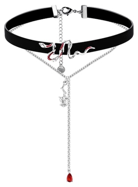 QG红色滴油灵蛇颈链双层叠戴原创设计高级感辣妹时尚气质项链礼物