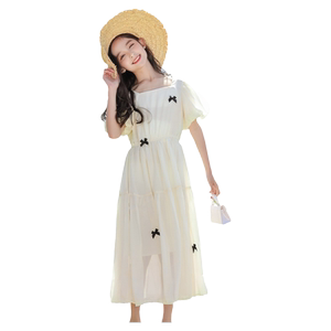 拉夏贝尔女童夏装连衣裙女孩2024新款夏季洋气儿童公主裙薄款纱裙