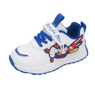 奥特曼男童运动鞋2026春季新款儿童加绒网面透气板鞋皮面小白鞋子