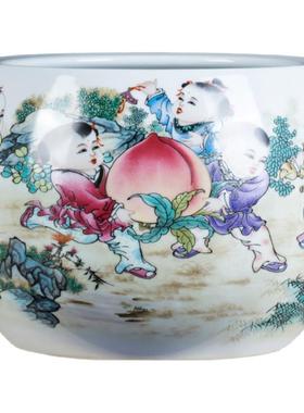 五子登科聚宝盆摆件送五帝钱