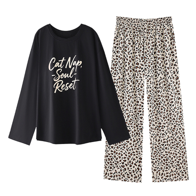 粉兔良品 女款 大码睡衣春秋季100全纯棉长袖2025新款家居服胖mm