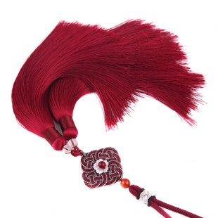 高档纯手工编织中国结双流苏穗子挂件金钱结真丝车挂吊穗工艺吊坠