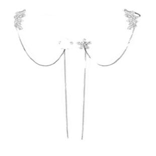 超心动~长流苏耳夹耳环一体式小花镶钻时尚个性百搭显脸小耳饰潮