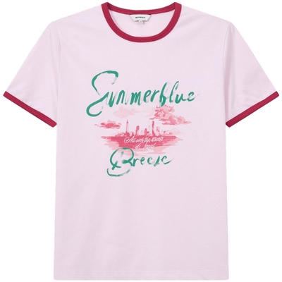 滨波女士甜美短袖粉色T恤