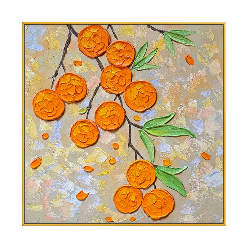雅调秋实与安立体手绘肌理画成品
