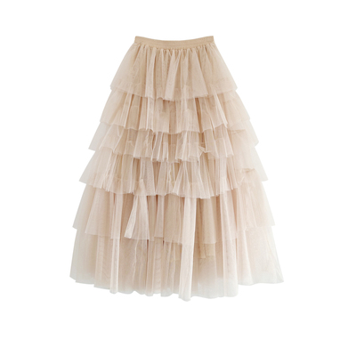 优雅白色网纱蛋糕半身裙中腰112
